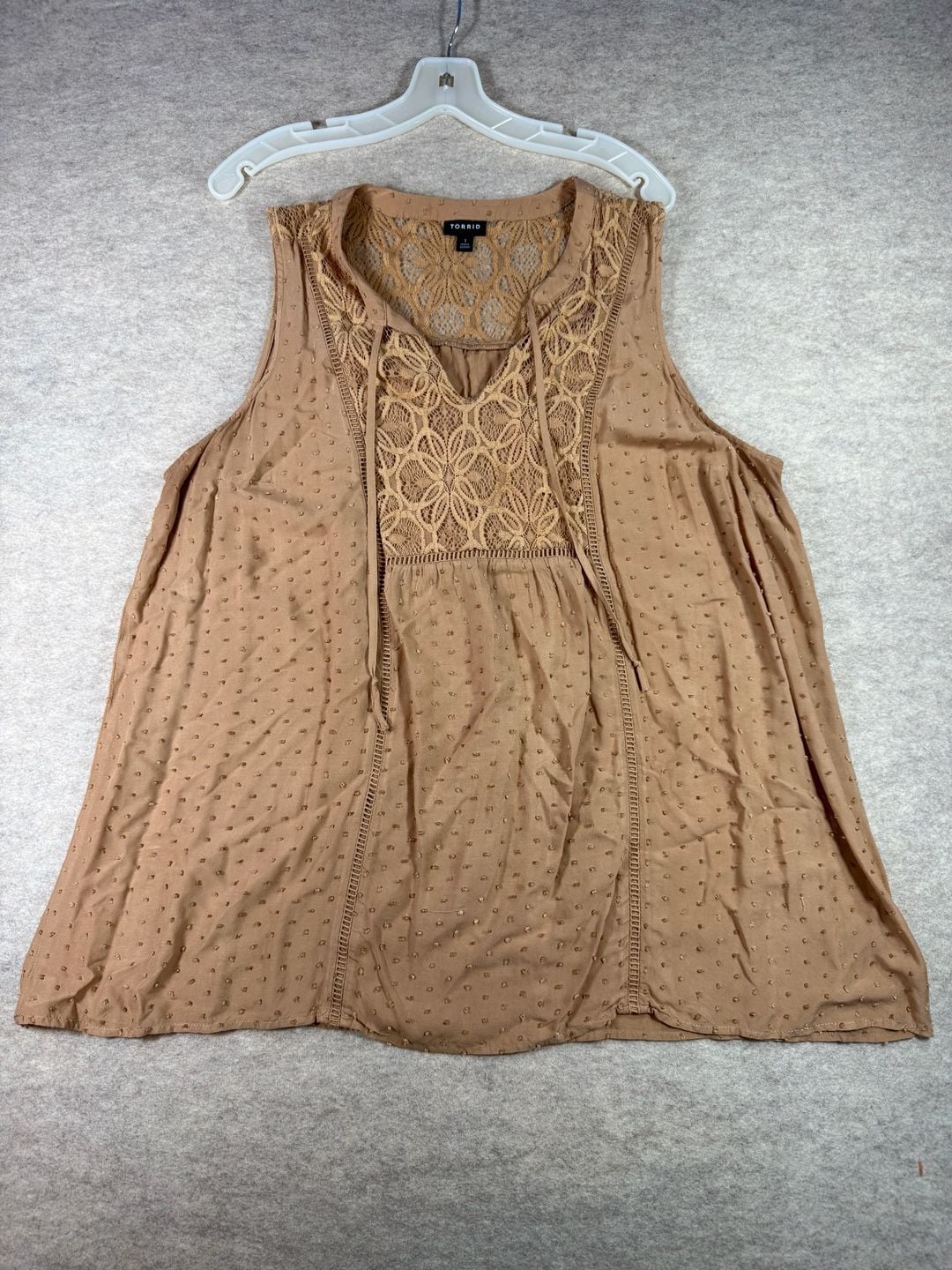 Torrid Rust Crinkle Gauze Sleeveless Clip Dot Texture Top 7