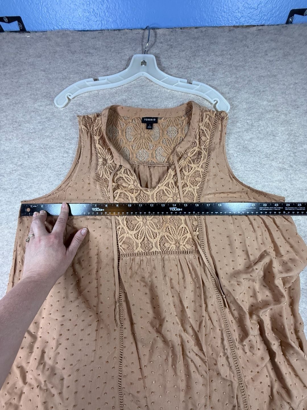 Torrid Rust Crinkle Gauze Sleeveless Clip Dot Texture Top 4