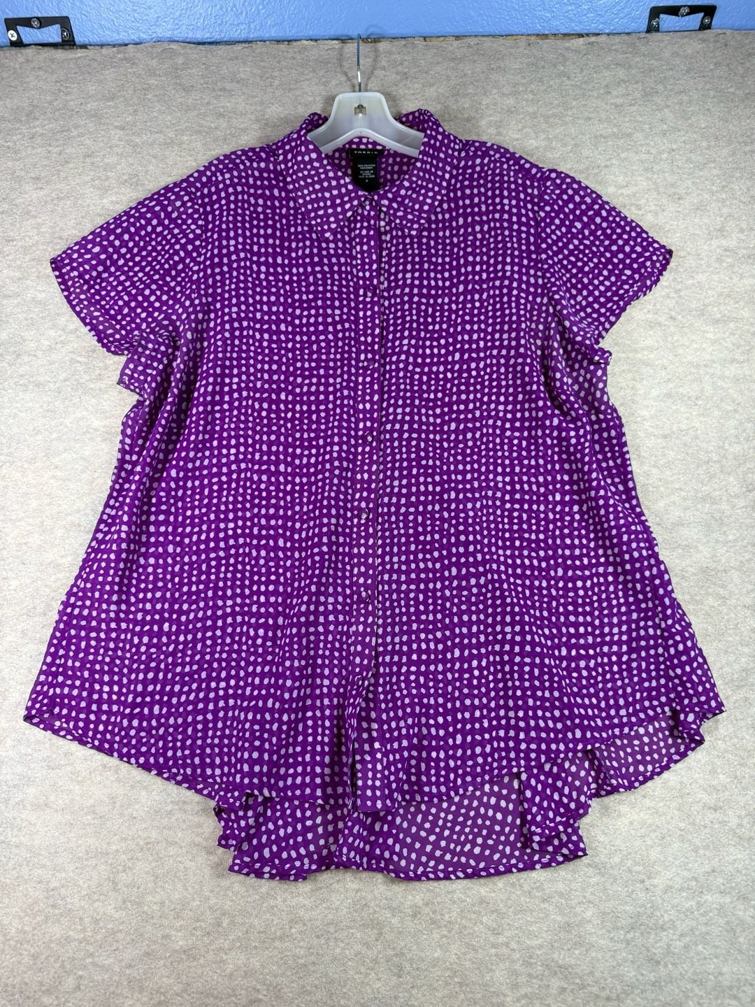 Torrid 0 purple Polka Dot Plus Size Blouses for Women XL 6