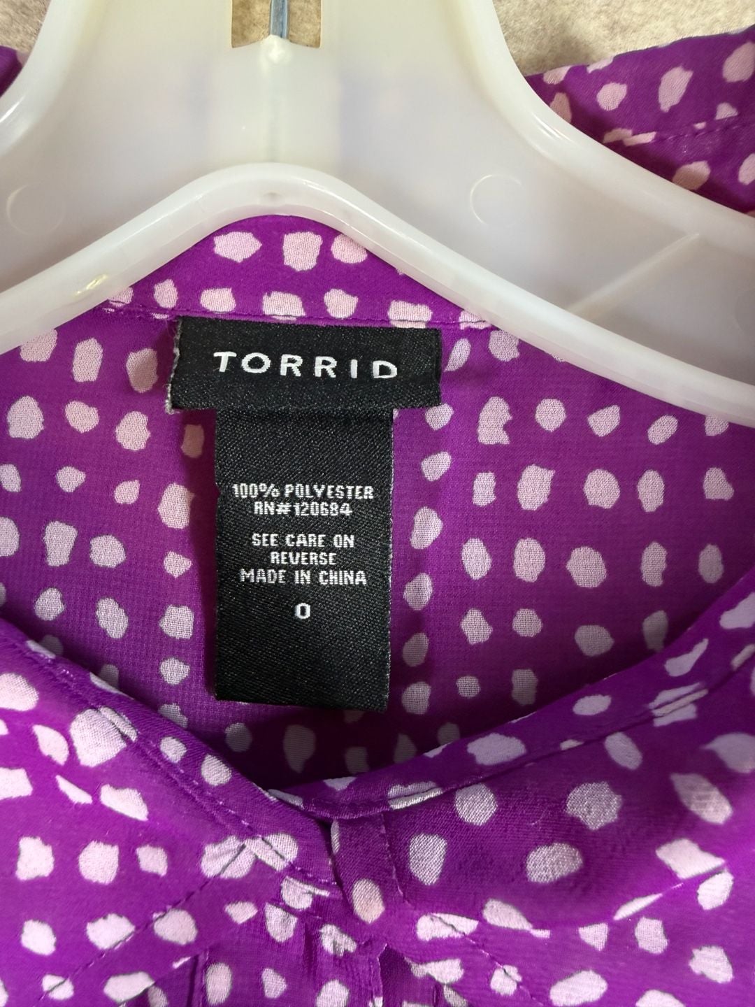 Torrid 0 purple Polka Dot Plus Size Blouses for Women XL 4