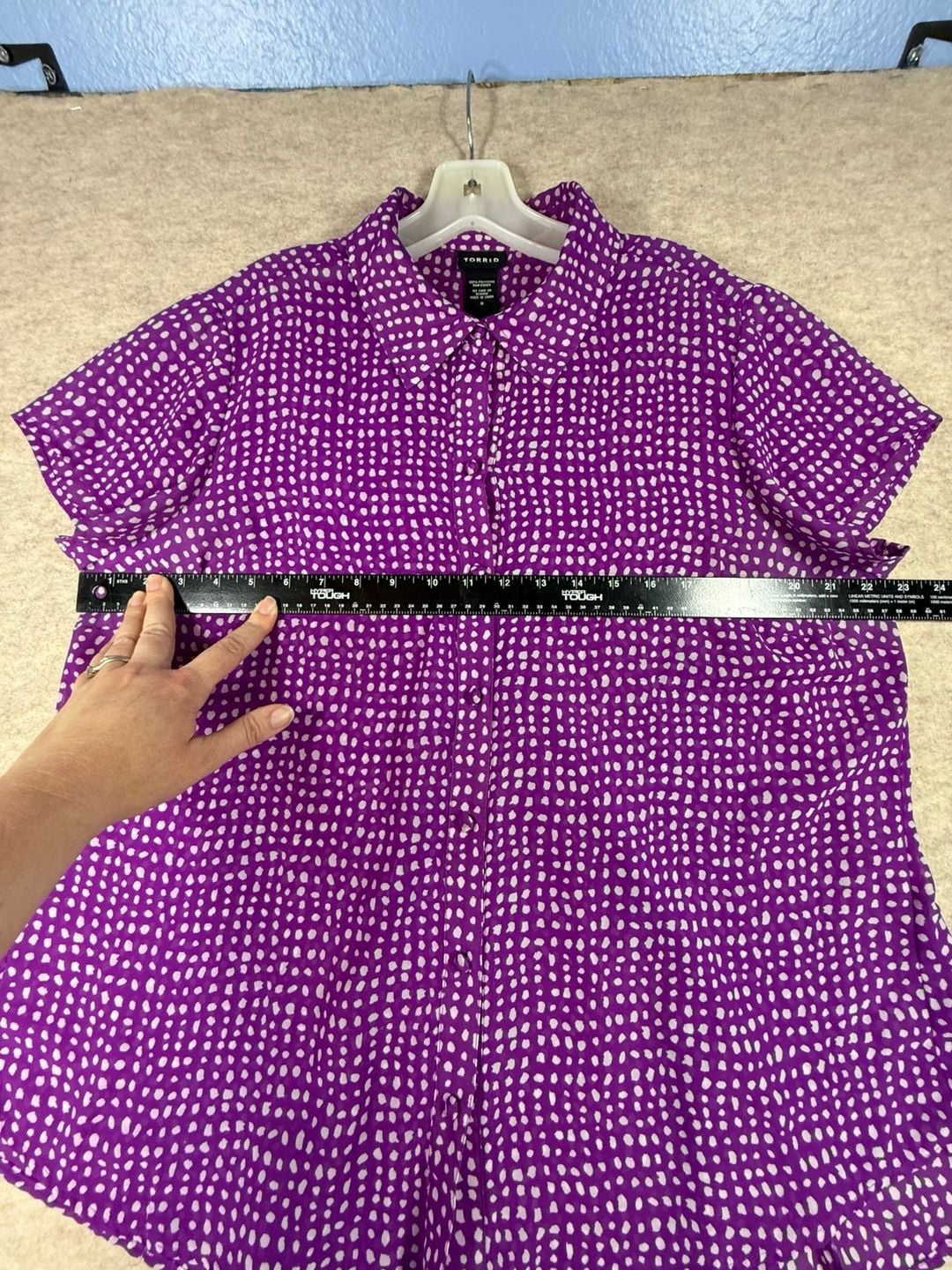 Torrid 0 purple Polka Dot Plus Size Blouses for Women XL 5