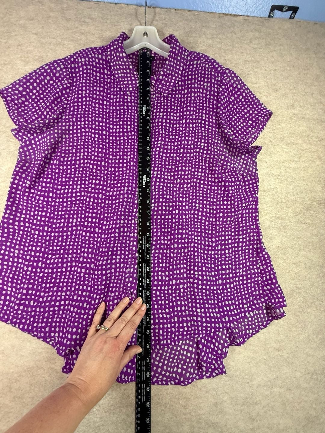 Torrid 0 purple Polka Dot Plus Size Blouses for Women XL 9