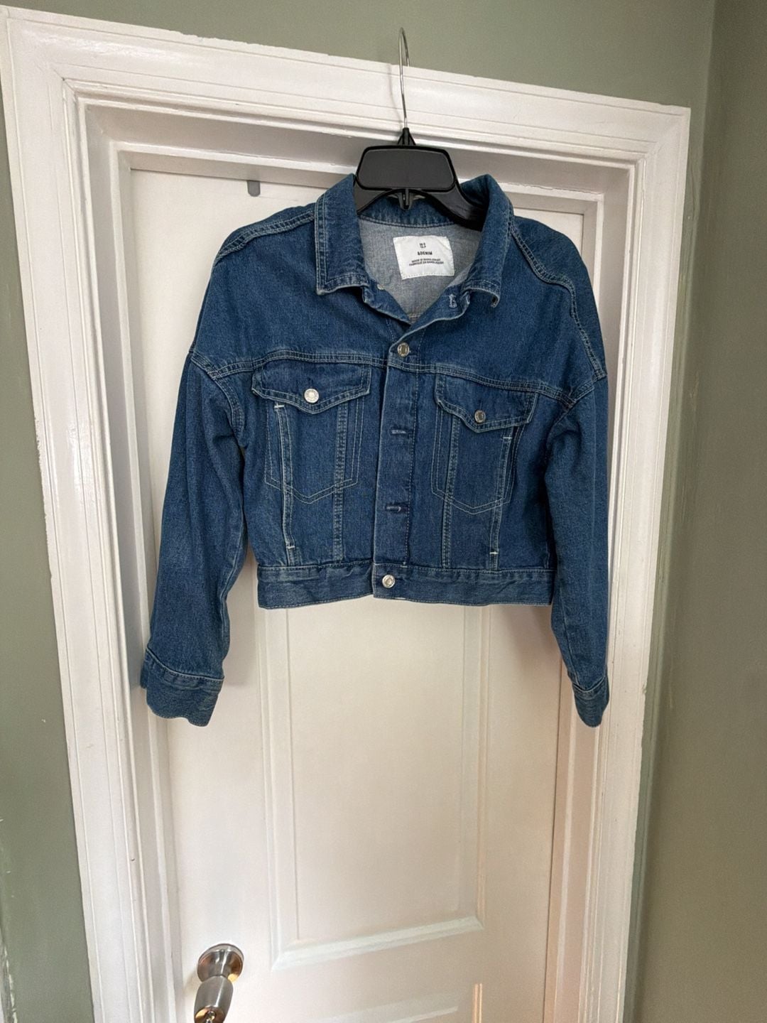H&M &DENIM Women's Blue Cropped jacket S 4
