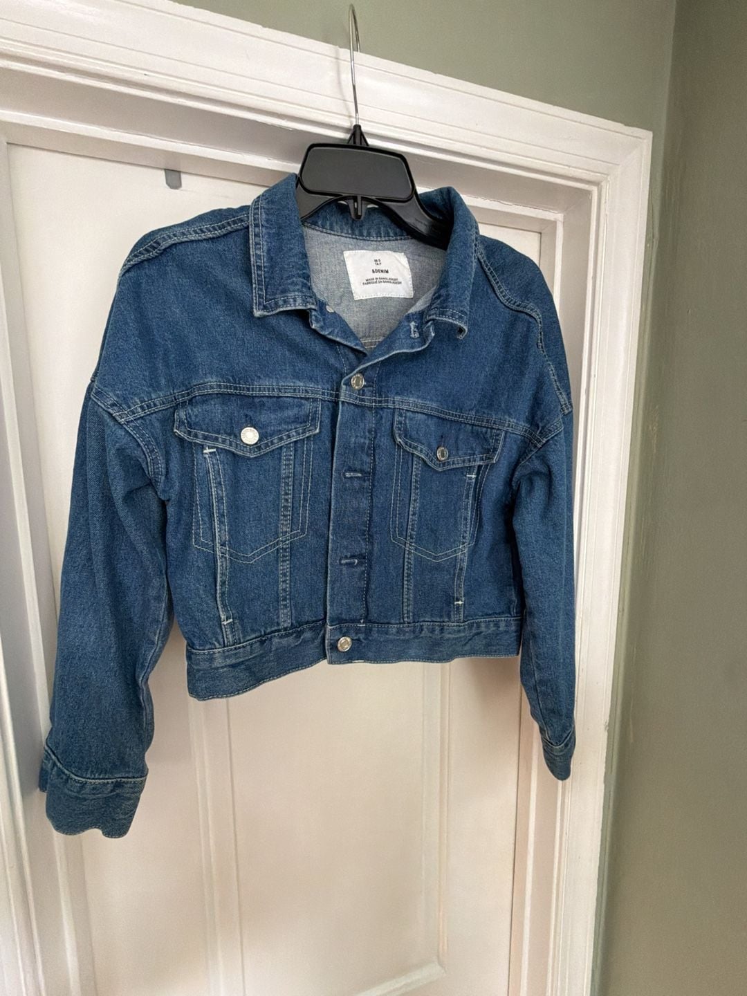 H&M &DENIM Women's Blue Cropped jacket S 9