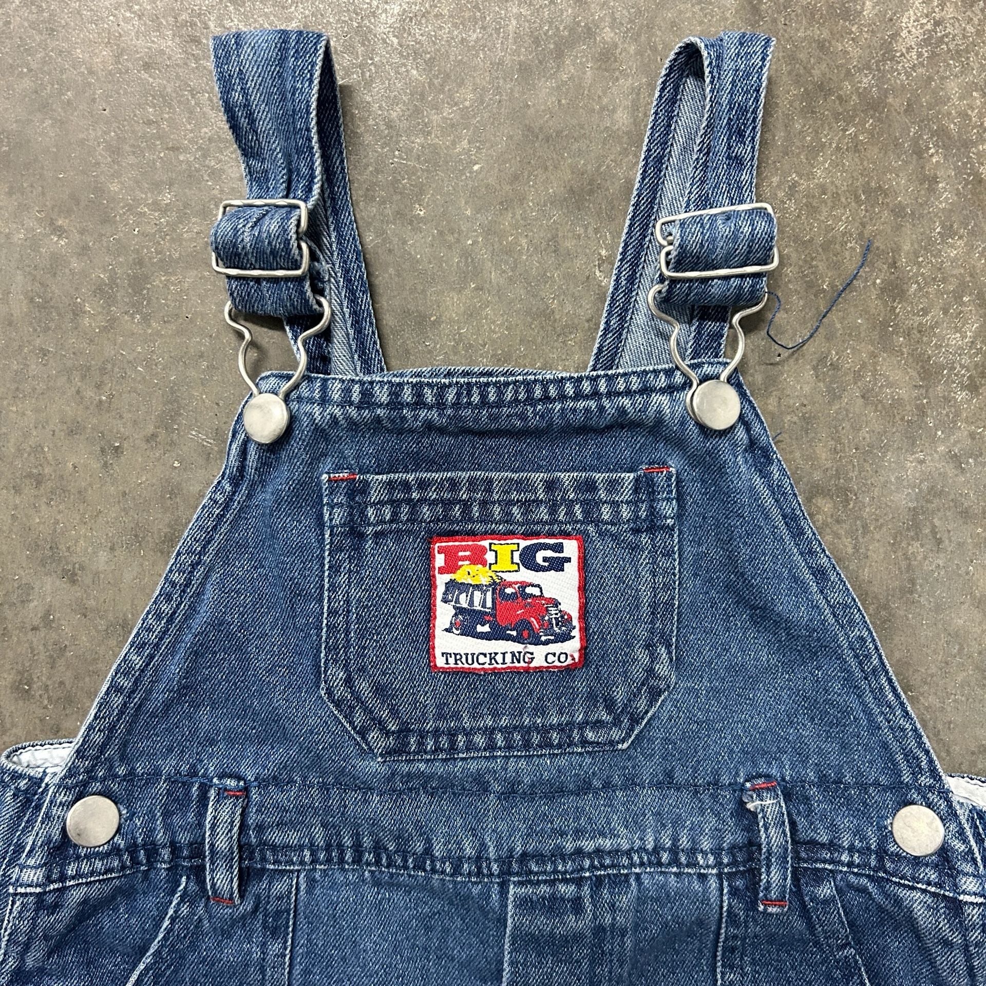 Vintage Big Trucking Co Denim Overall Shorts Dump Truck Embroidered Y2K 4