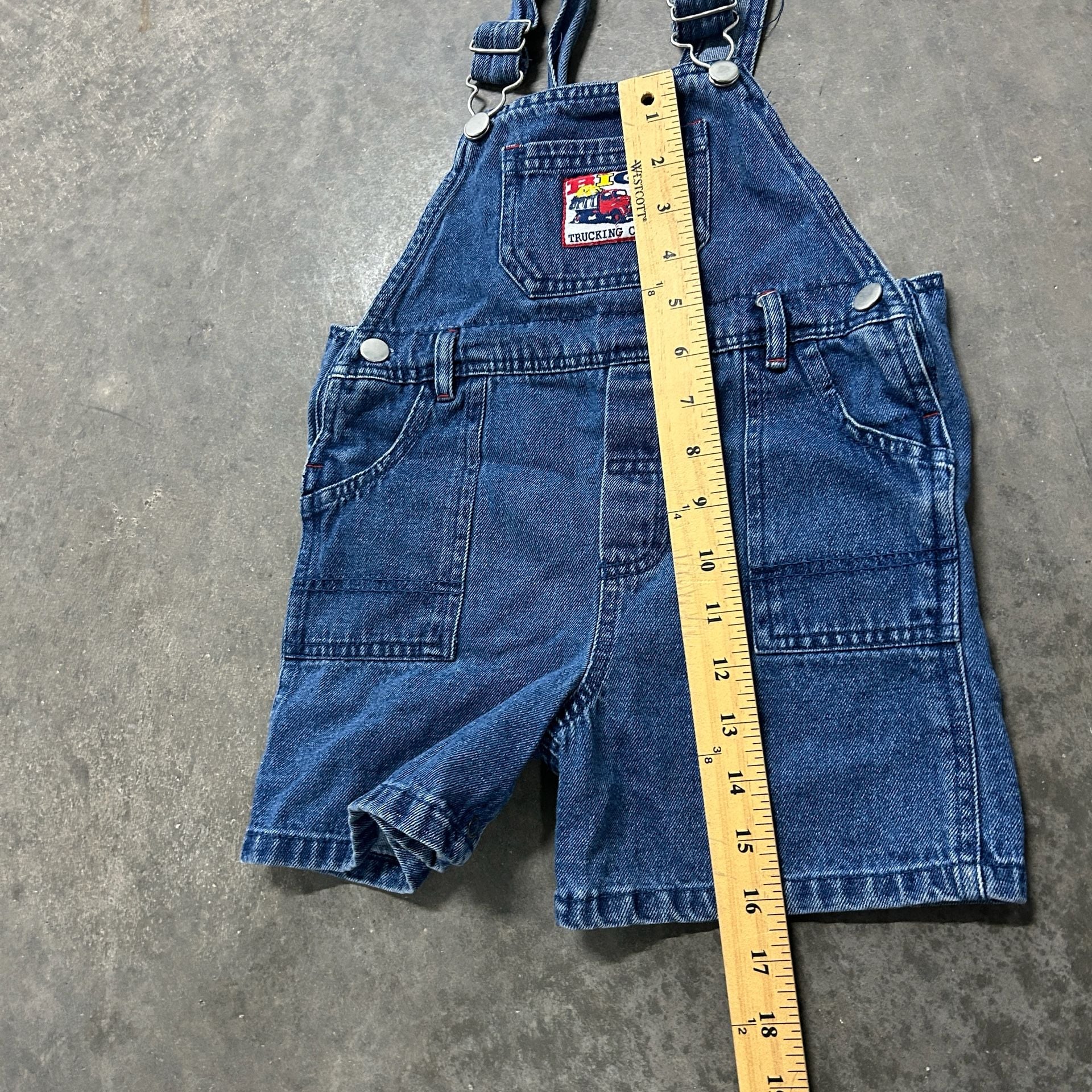 Vintage Big Trucking Co Denim Overall Shorts Dump Truck Embroidered Y2K 7