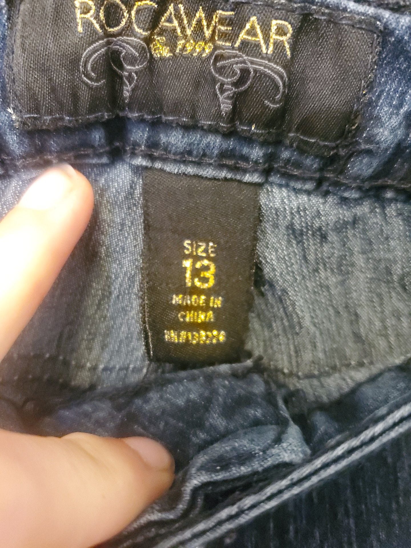 Rocawear Hannah Embroidered Capri Womens 13 Blue Denim Cuffed Y2K Streetwear 5