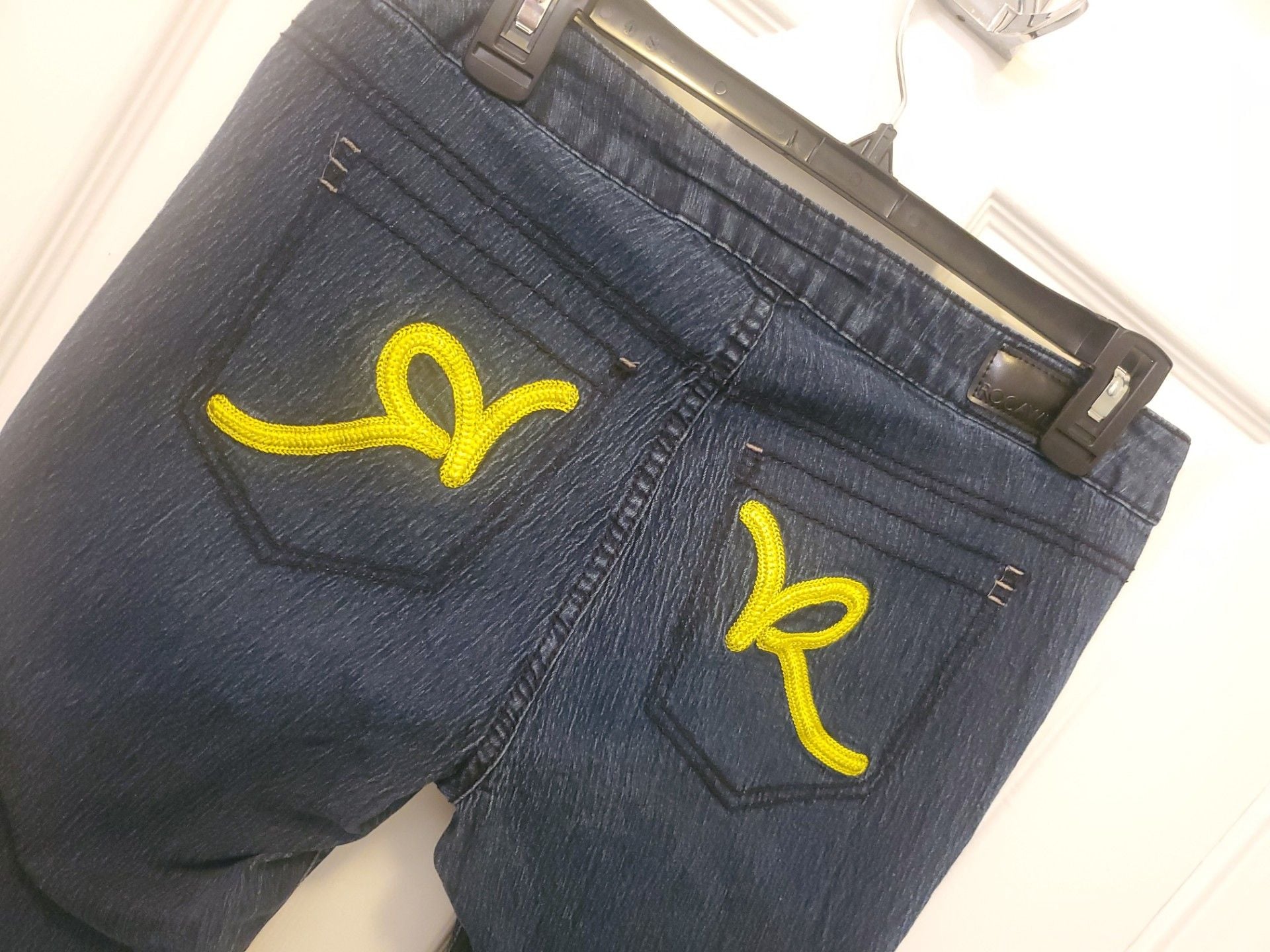 Rocawear Hannah Embroidered Capri Womens 13 Blue Denim Cuffed Y2K Streetwear 2