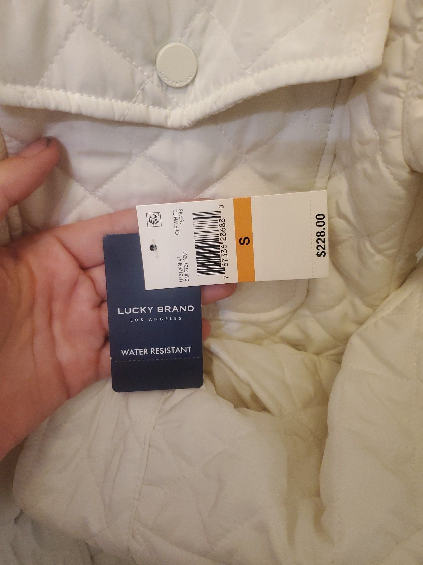 NWT Lucky Brand White Quilted Hooded Shacket Jacket Coat Small $228 4