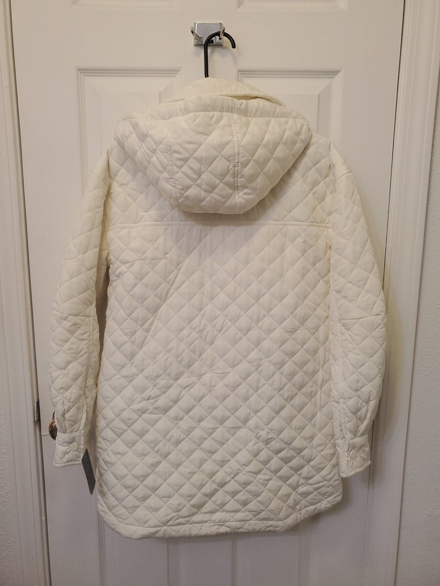 NWT Lucky Brand White Quilted Hooded Shacket Jacket Coat Small $228 6