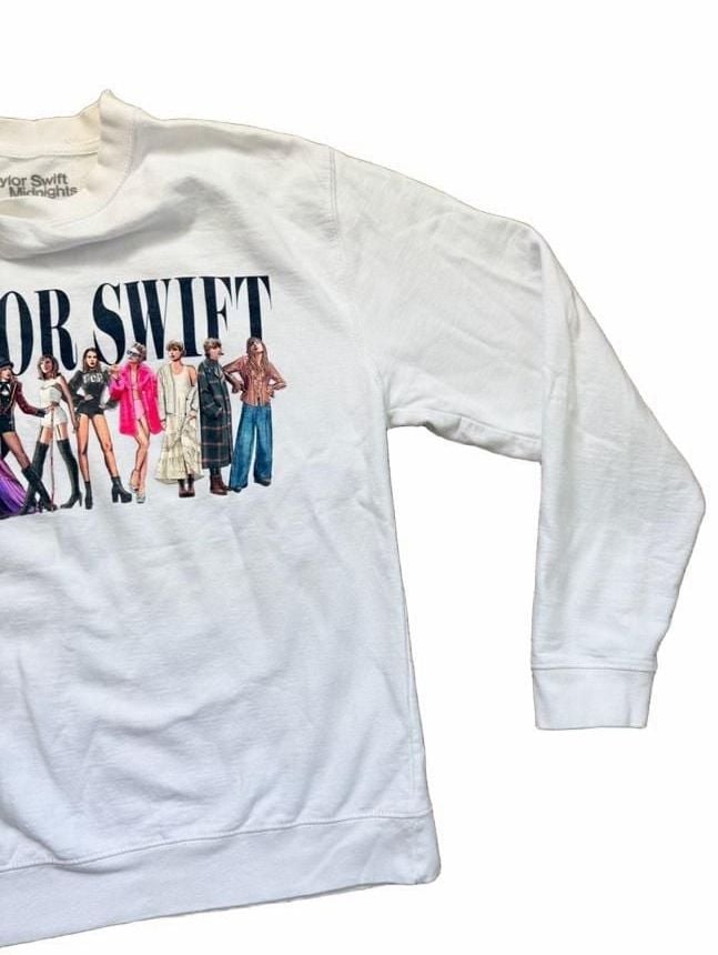Taylor Swift Eras Tour White Crewneck Sweatshirt Midnights Merch Size M 6