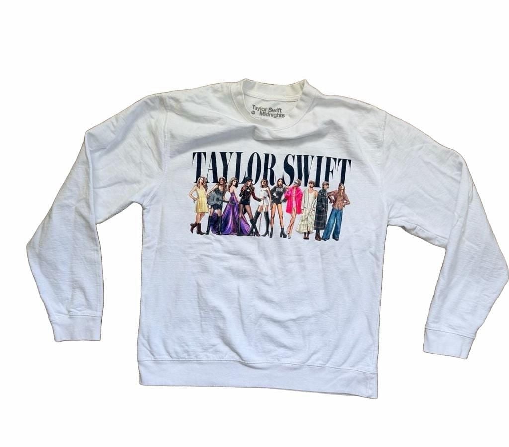 Taylor Swift Eras Tour White Crewneck Sweatshirt Midnights Merch Size M 1