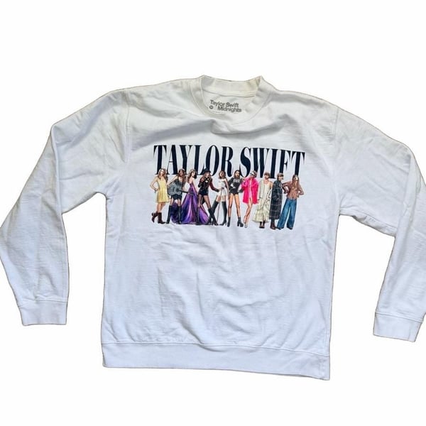 Taylor Swift Eras Tour White Crewneck Sweatshirt Midnights Merch Size M