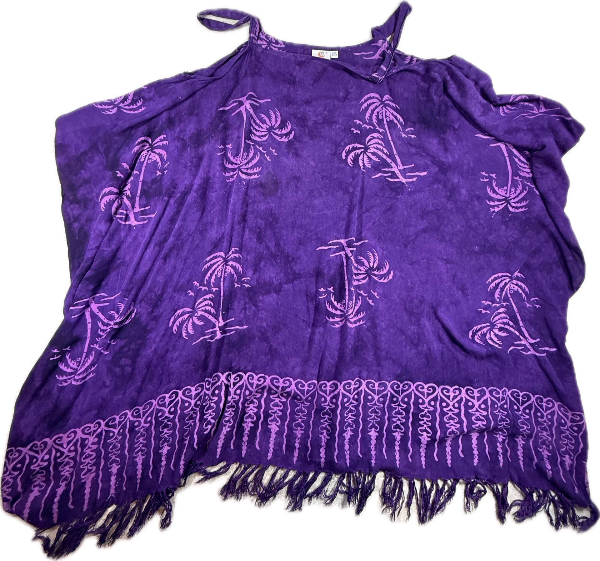 Pineapple Moon Purple Palm Tree Cover-Up with Fringe Hawaiian dress aloha dress 6