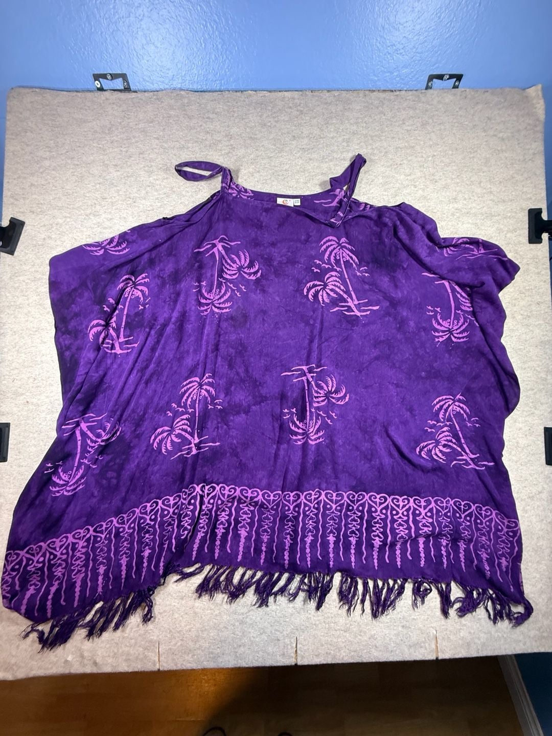 Pineapple Moon Purple Palm Tree Cover-Up with Fringe Hawaiian dress aloha dress 7