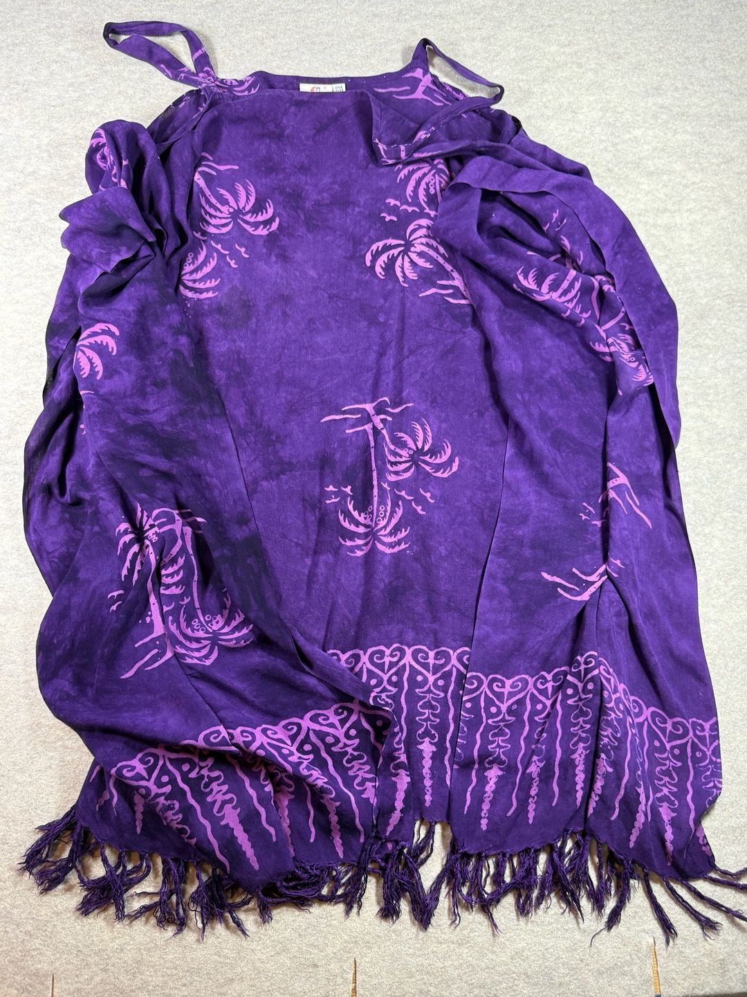 Pineapple Moon Purple Palm Tree Cover-Up with Fringe Hawaiian dress aloha dress 9