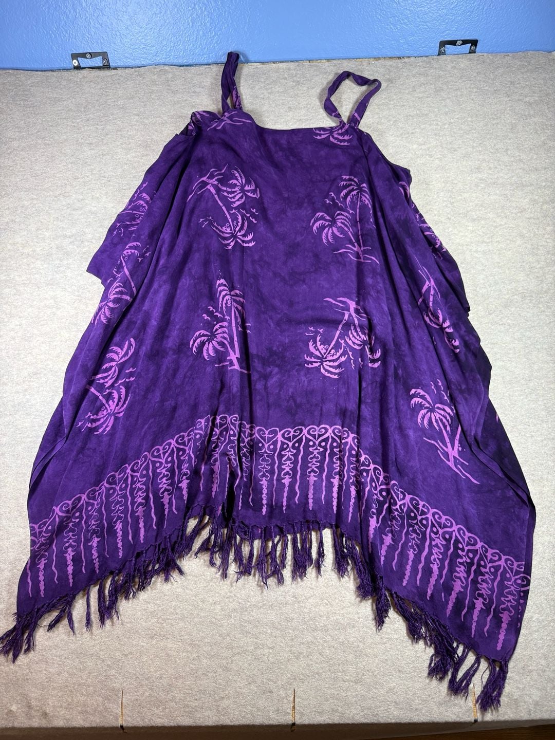 Pineapple Moon Purple Palm Tree Cover-Up with Fringe Hawaiian dress aloha dress 15