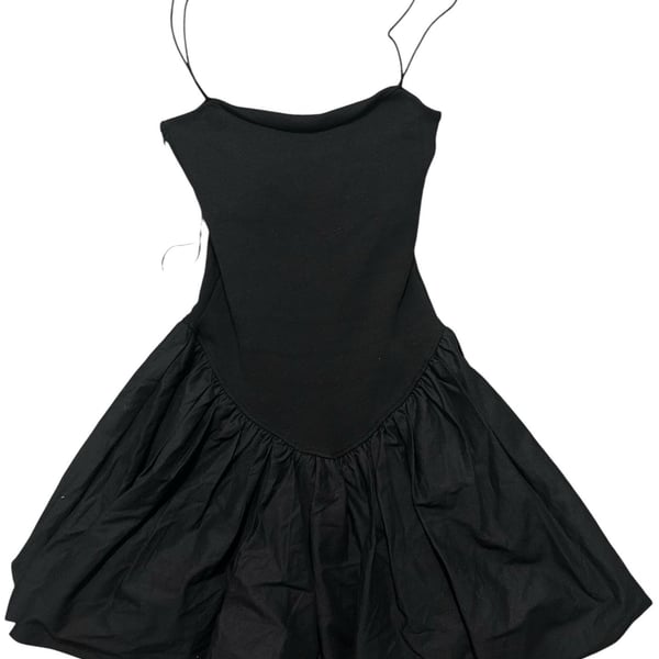 Zara Black Spaghetti Strap Bubble Hem Mini Dress