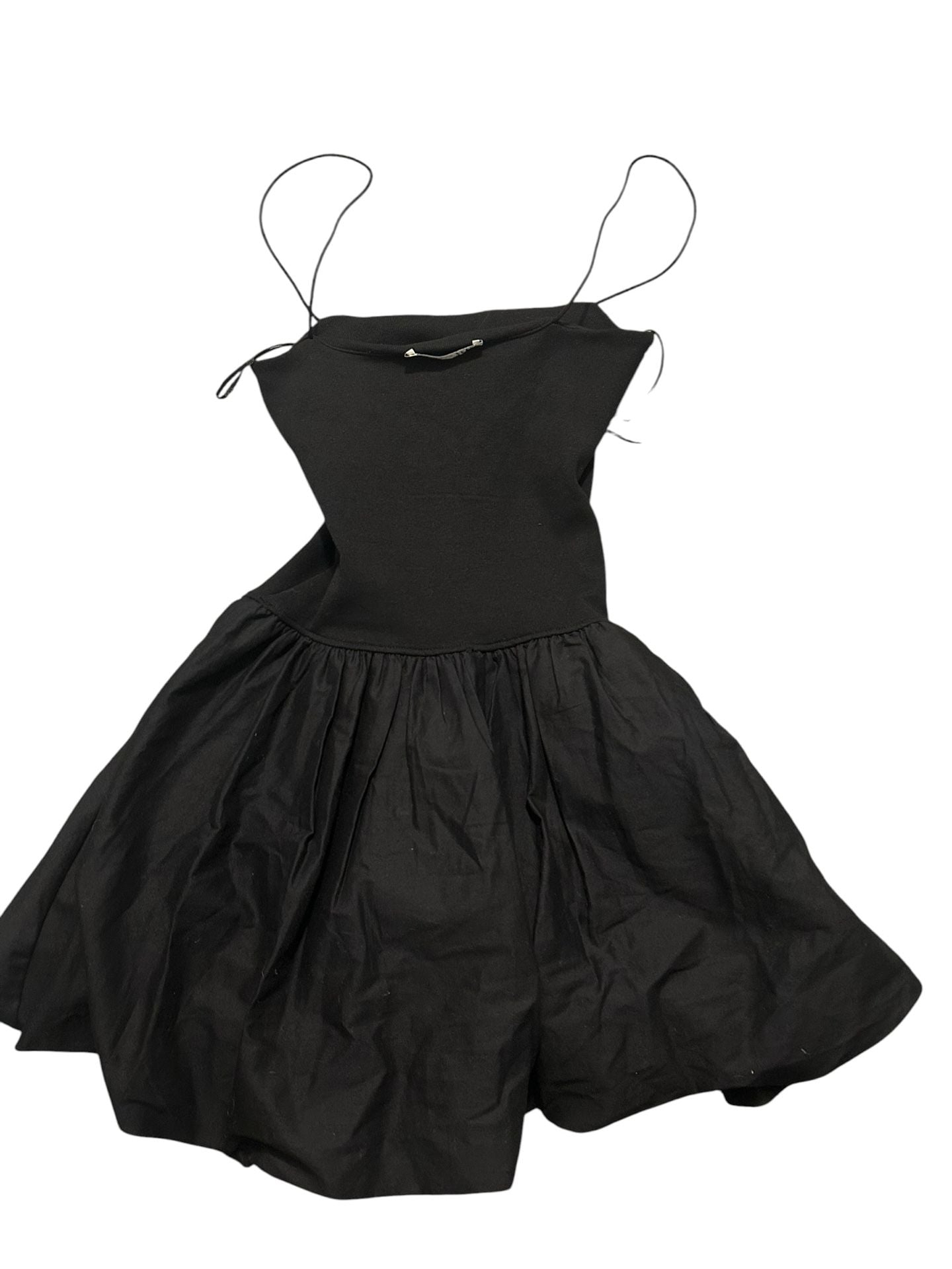Zara Black Spaghetti Strap Bubble Hem Mini Dress 5