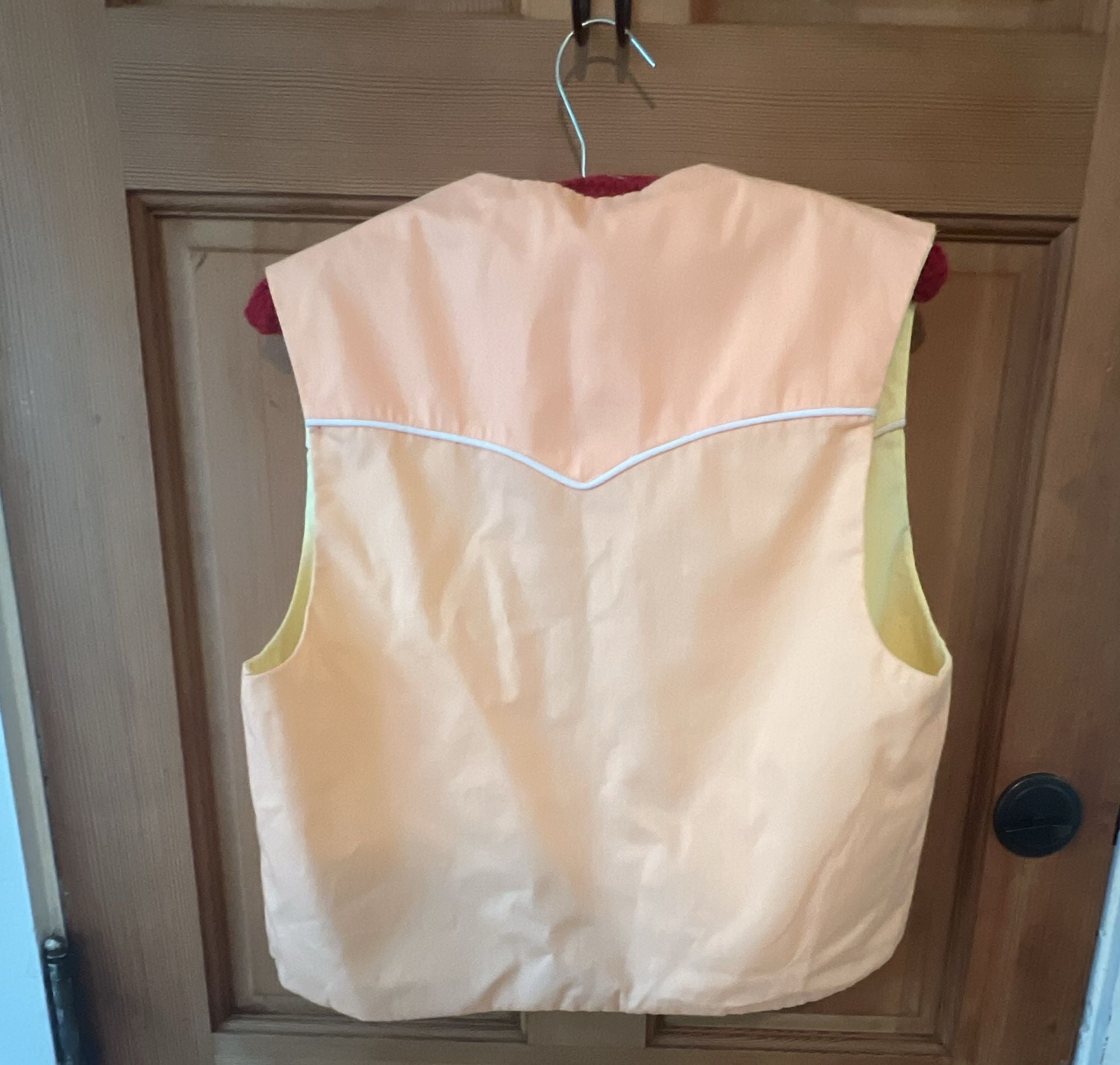 Vintage Reversible Western Yoke Sleeveless Vest Peach Yellow 3