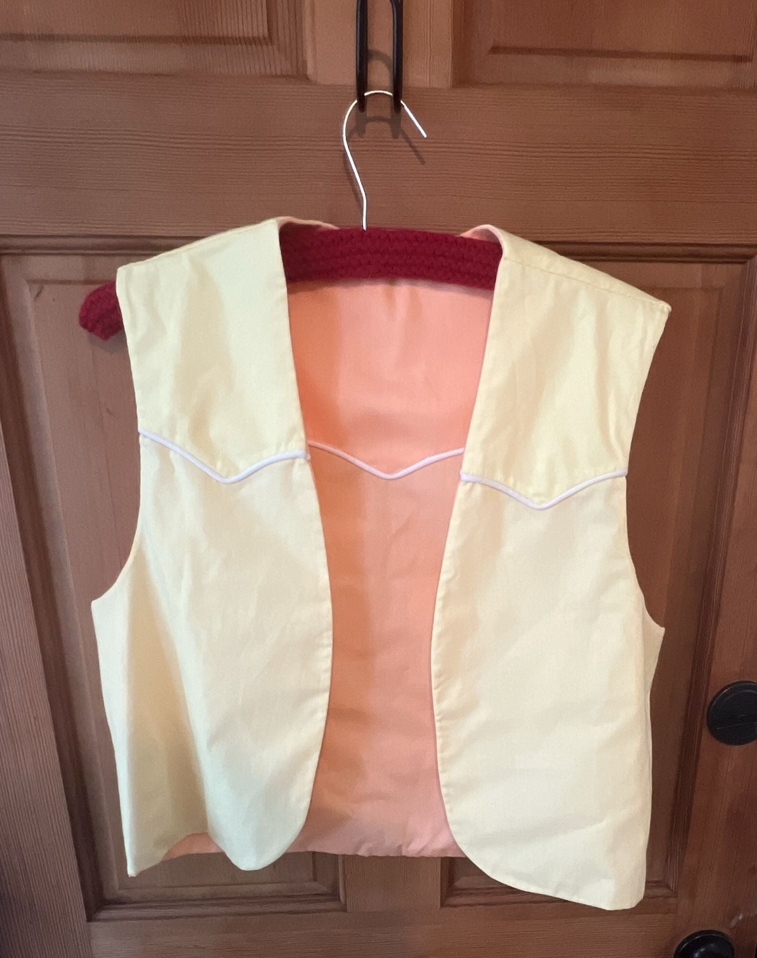 Vintage Reversible Western Yoke Sleeveless Vest Peach Yellow 4
