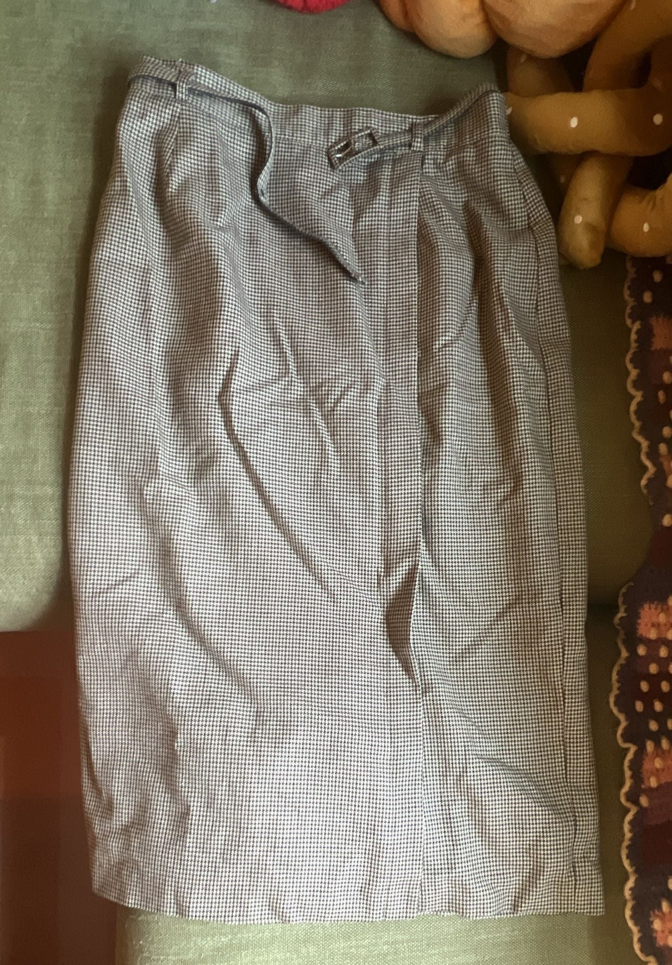 Worthington Houndstooth Plaid Midi Skirt Size 18 with Belt 1