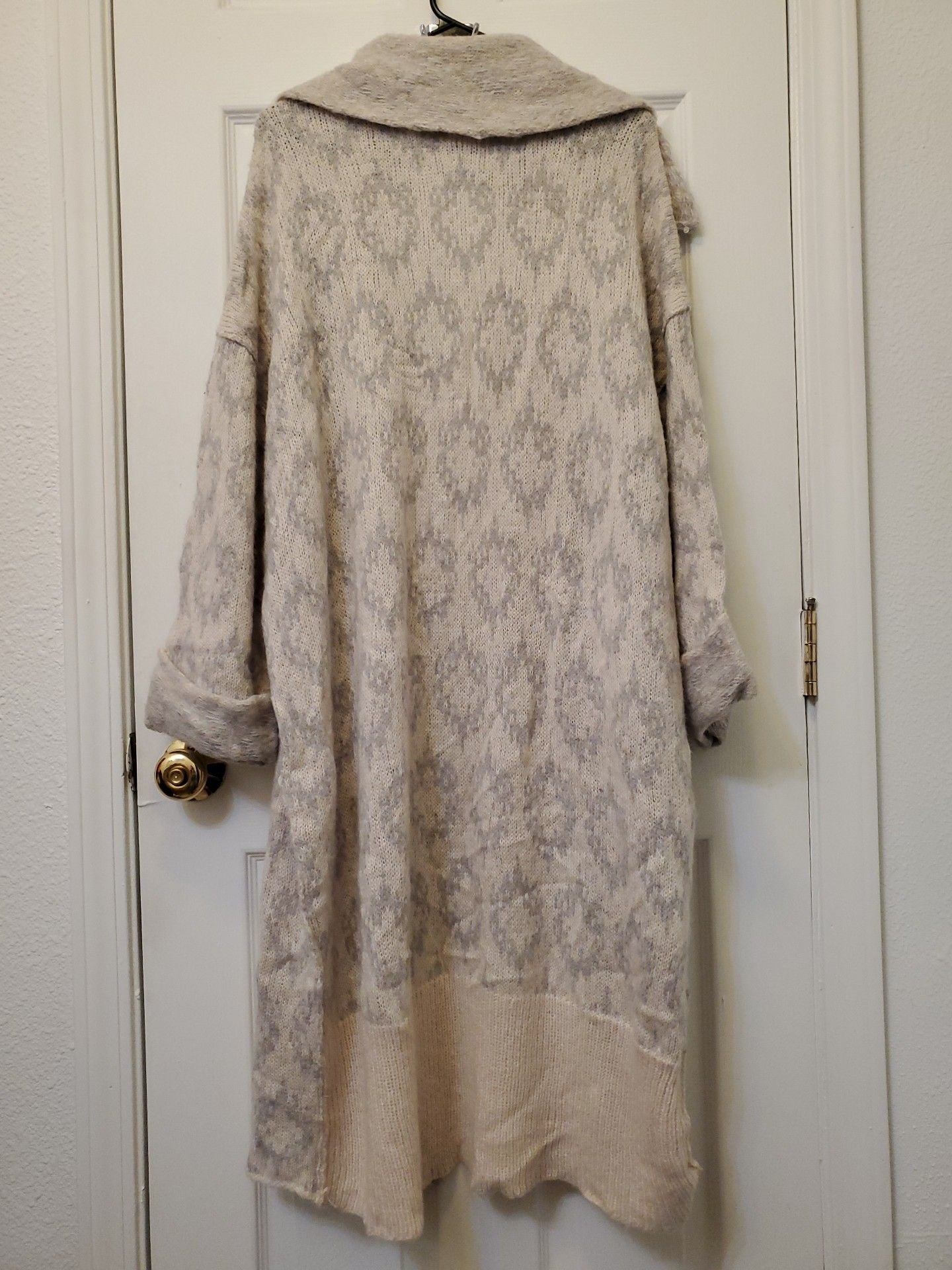 NWT Free People Like A Diamond Maxi Sweater Coat Knit Cardigan Icy Combo S 8