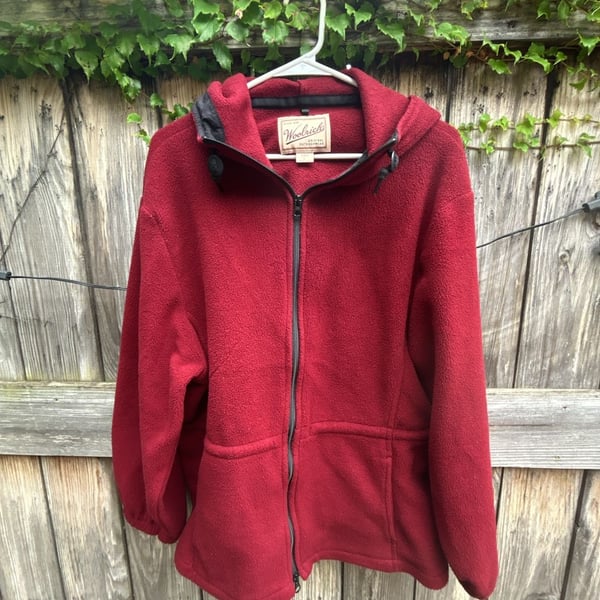 Vintage Woolrich Red Full Zip Fleece Hoodie Jacket Made in USA Women's Size L