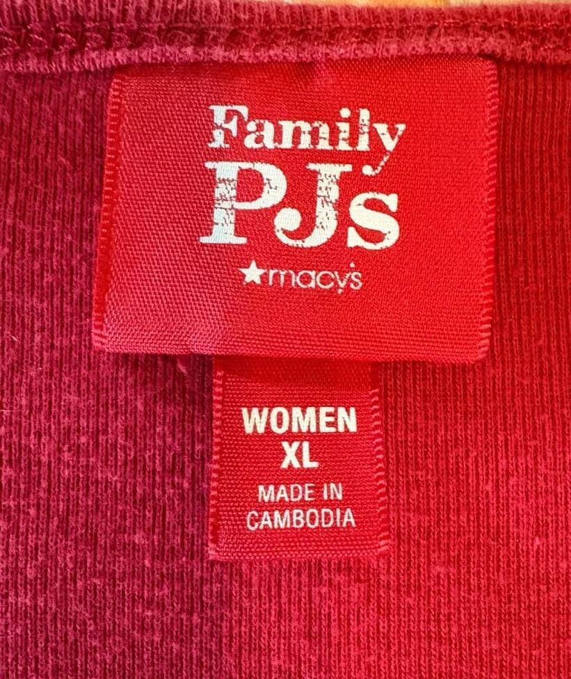GUC Family PJs Women's Plus Size Thermal PJ Set - Red Top & Plaid Pants, Size XL 3