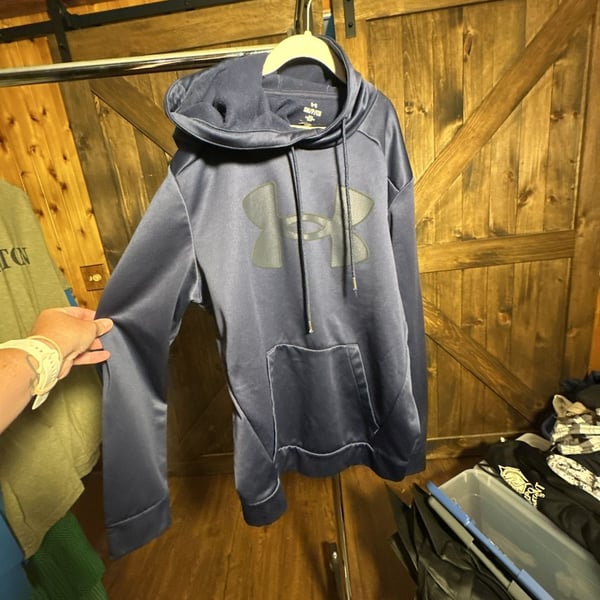 Under Armour Navy Blue Fleece Big Logo Hoodie Sweatshirt