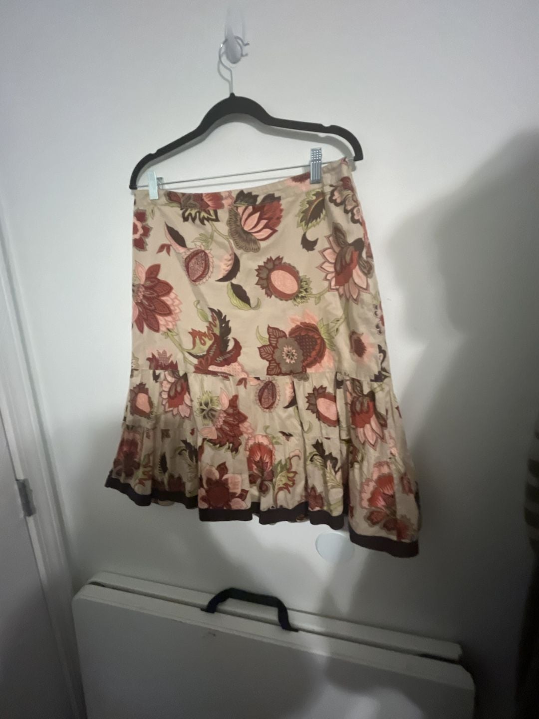 Ann Taylor Floral Print Tiered Cotton Skirt Size 10 2