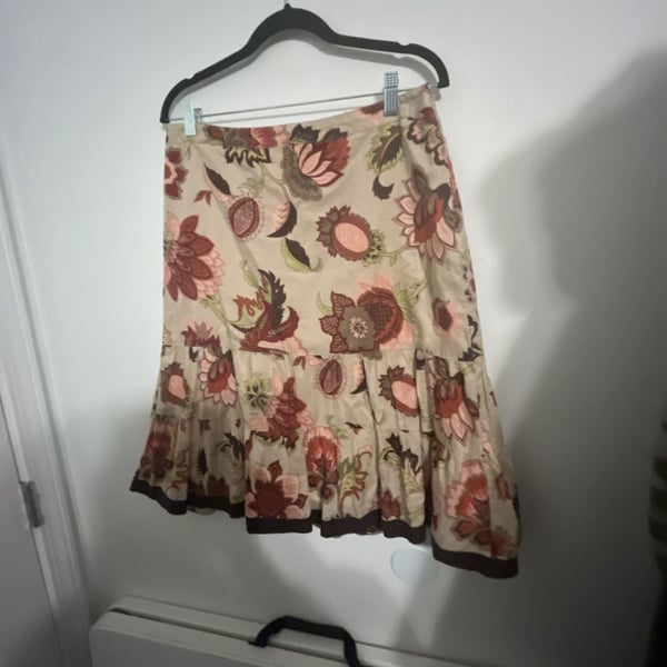 Ann Taylor Floral Print Tiered Cotton Skirt Size 10