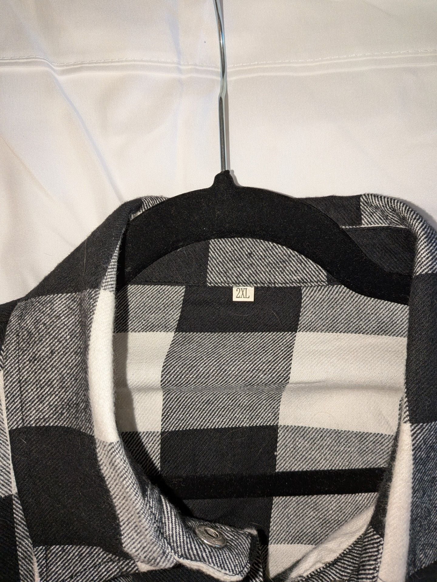 Women's Black and White Buffalo Plaid Button-Down Long Sleeve Tunic Shirt Size 2XL 3