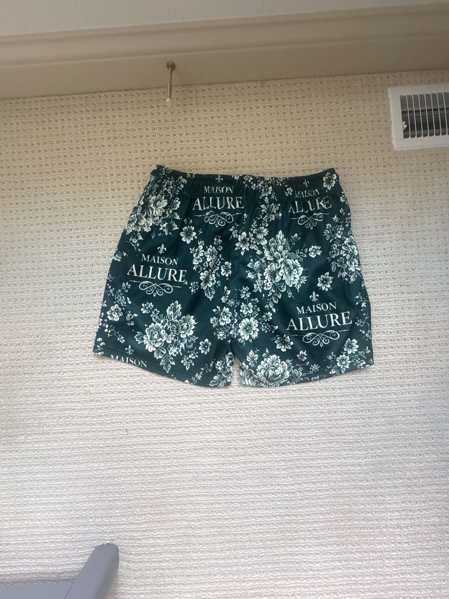 Maison Allure Dark Green and White Floral Print Shorts 3