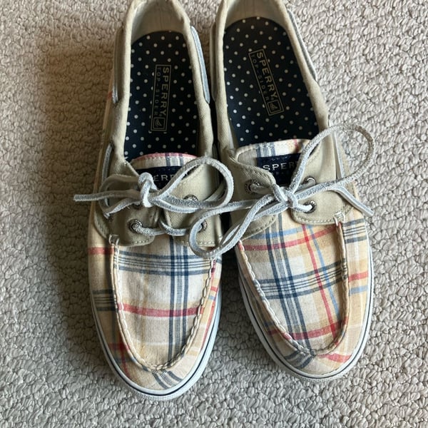 Women's Sperry Top-Sider Plaid Canvas Boat Shoes, Size 8M, Multicolor, Preppy