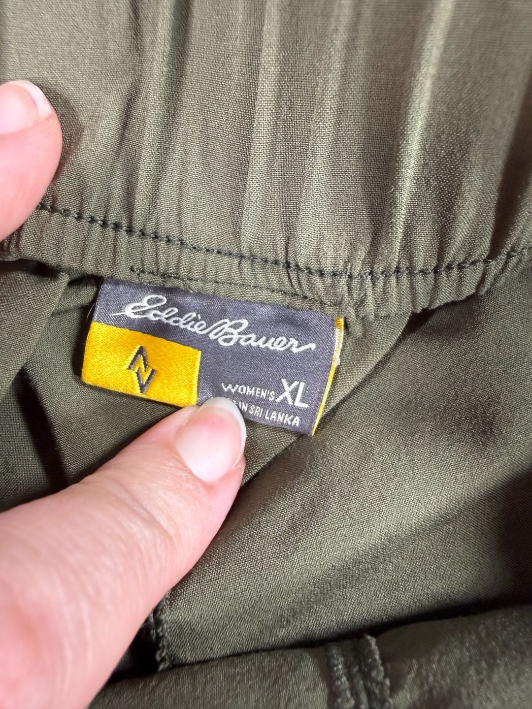 Eddie Bauer Women's Olive Green Pull-On Elastic Waist Athletic Hiking Shorts XL 5