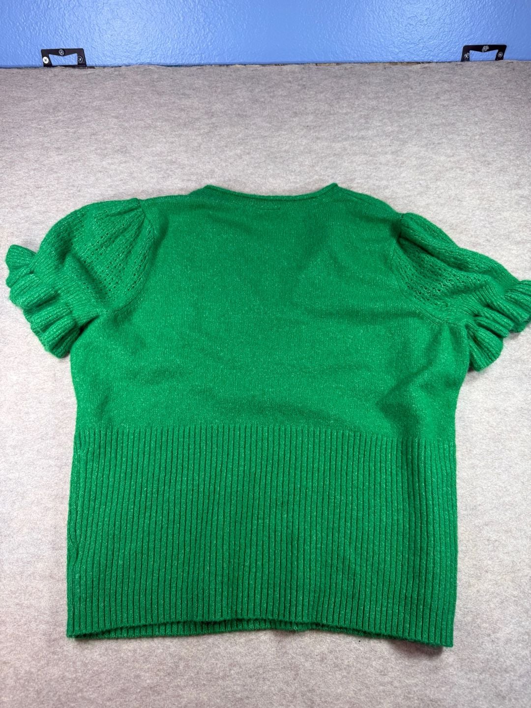 Torrid Green Puff Sleeve V-Neck Ribbed Hem Sweater Size 2 10