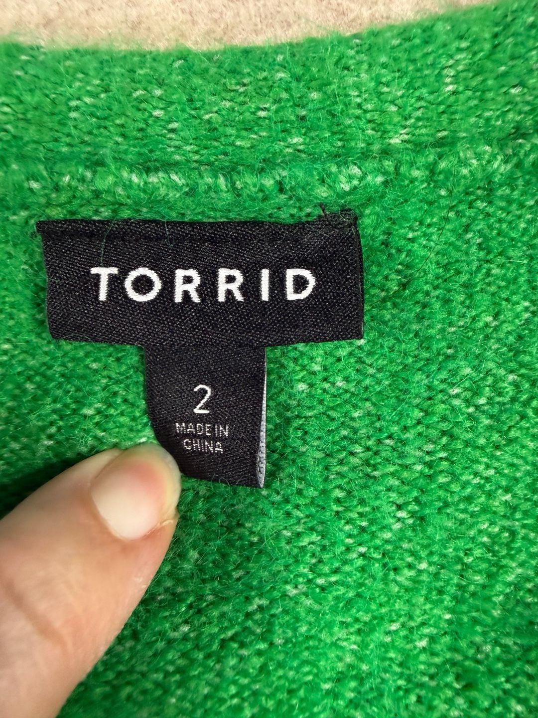 Torrid Green Puff Sleeve V-Neck Ribbed Hem Sweater Size 2 4