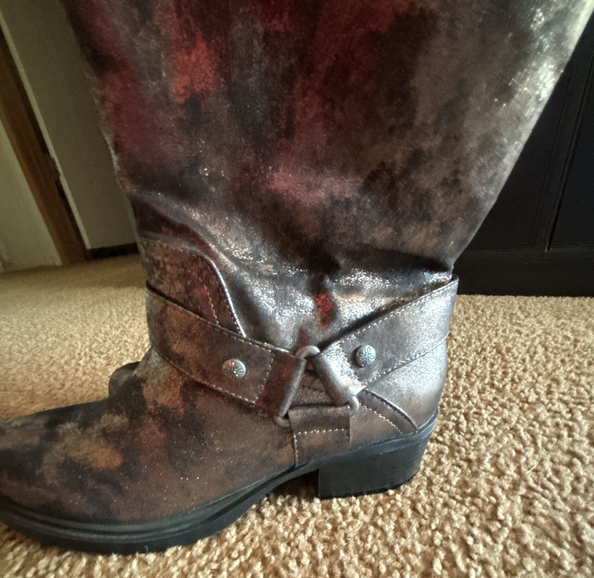 Simply Vera Vera Wang Bronze Metallic Moto Boots Size 6.5 Medium 3