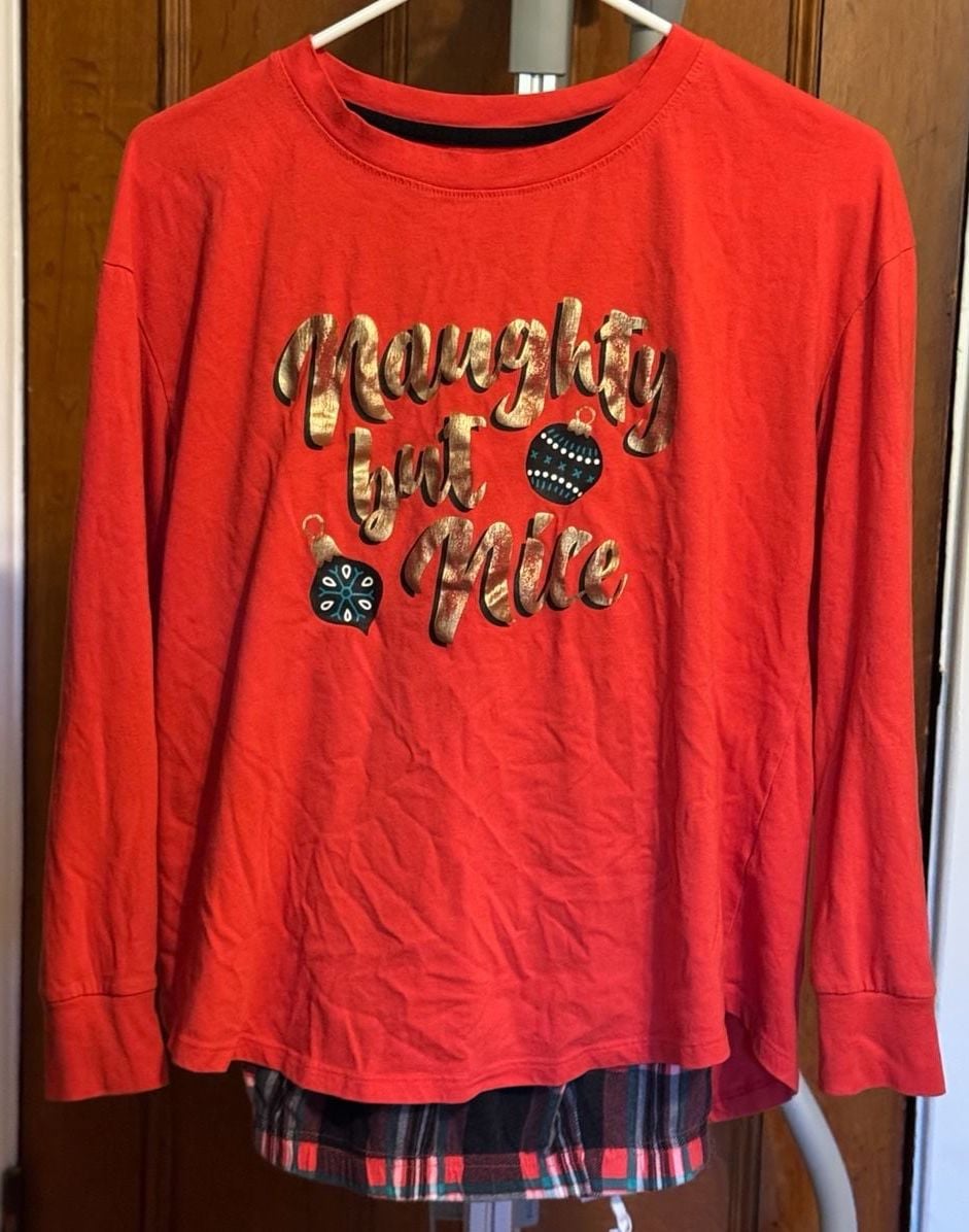 Secret Treasures Naughty But Nice Christmas Pajama Set M 8-10 Rock N Red 1