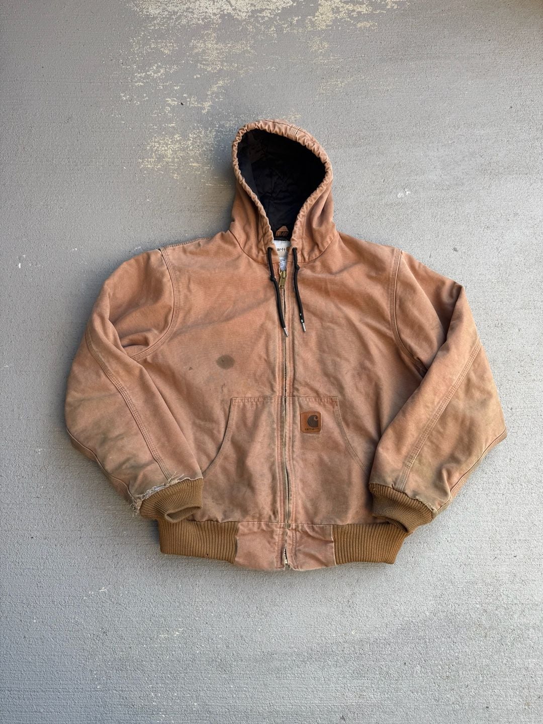 Carhartt J130 Quilted Flannel Lined Duck Active Jacket Medium Regular Brown Distressed 2