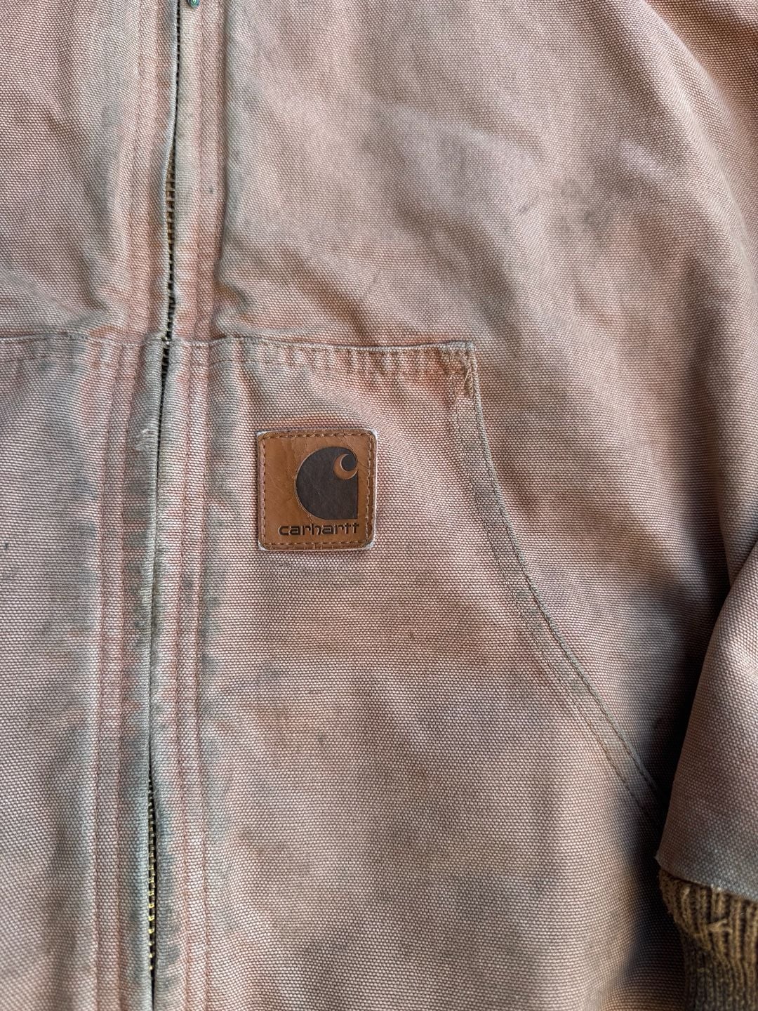 Carhartt J130 Quilted Flannel Lined Duck Active Jacket Medium Regular Brown Distressed 4