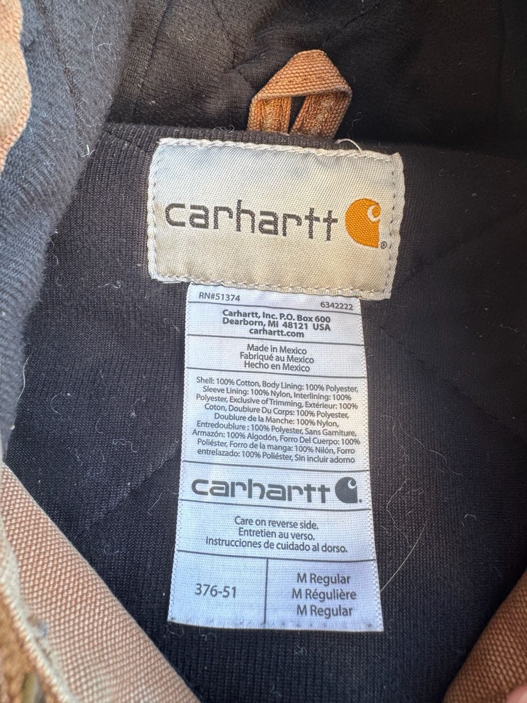 Carhartt J130 Quilted Flannel Lined Duck Active Jacket Medium Regular Brown Distressed 5