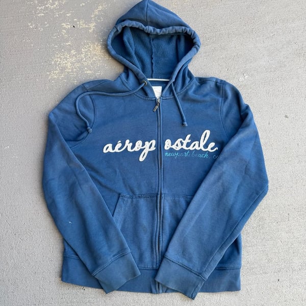 Aeropostale Blue Newport Beach Full Zip Hoodie Sweatshirt XL