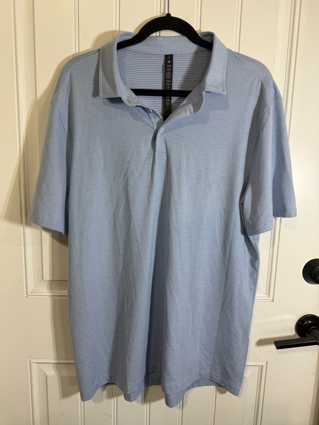 Lululemon Men's Metal Vent Tech Polo Shirt XL Blue Striped Short Sleeve Golf 2