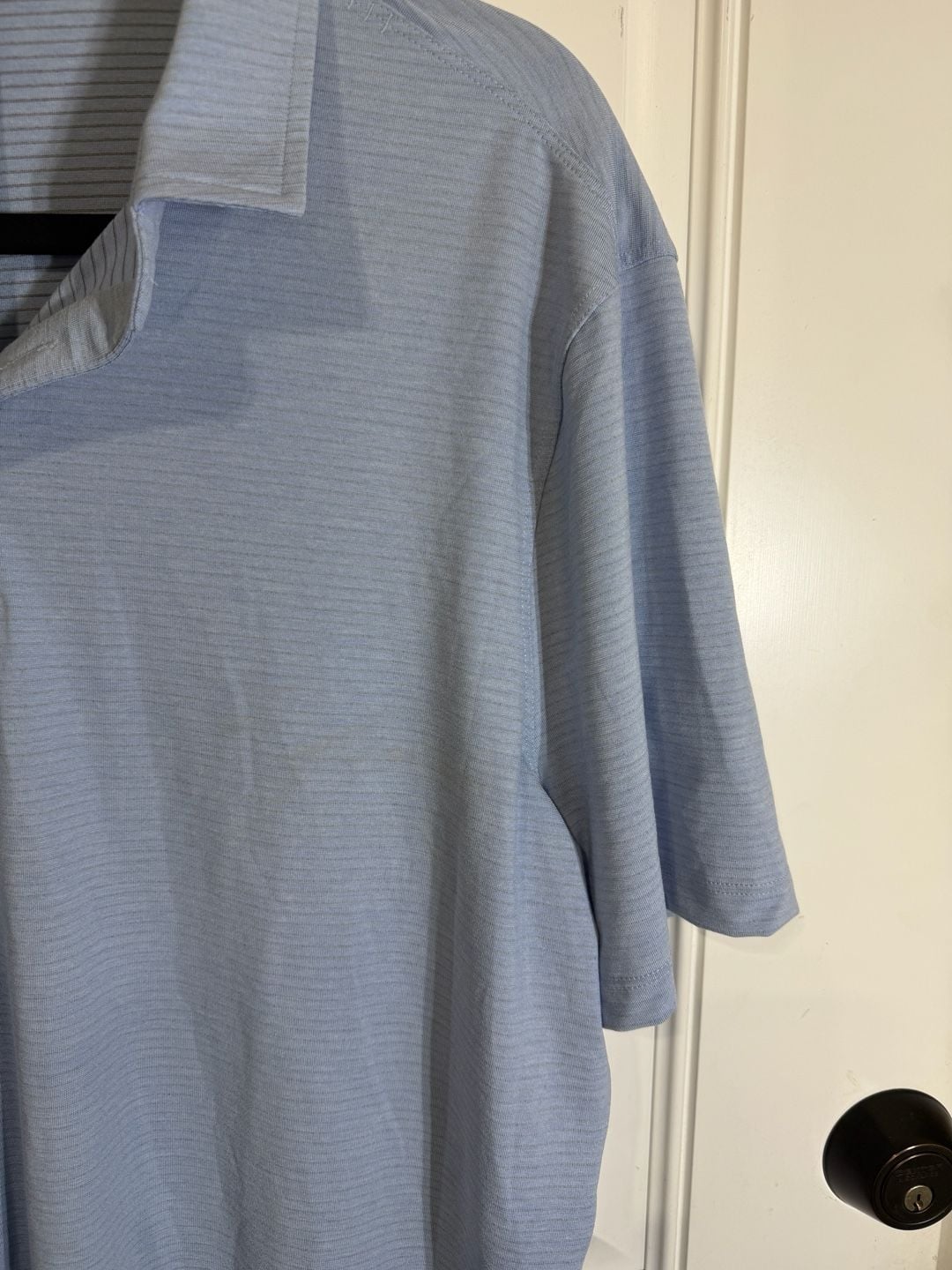 Lululemon Men's Metal Vent Tech Polo Shirt XL Blue Striped Short Sleeve Golf 6