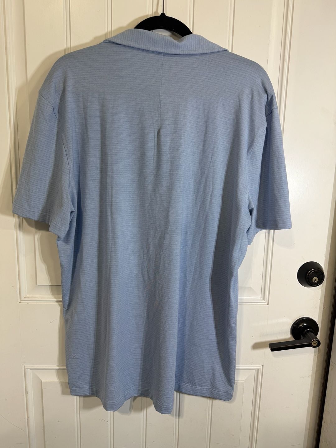 Lululemon Men's Metal Vent Tech Polo Shirt XL Blue Striped Short Sleeve Golf 7