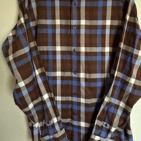 Thomas Dean Men's Long Sleeve Button Down Plaid Sport Shirt XL