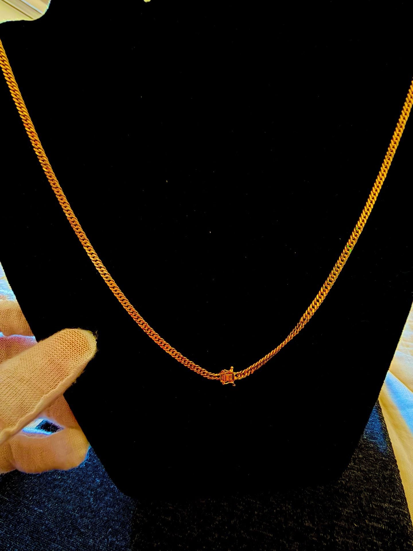 18K Yellow Gold Japan Style Link Chain Necklace with Box Double Clasp 2