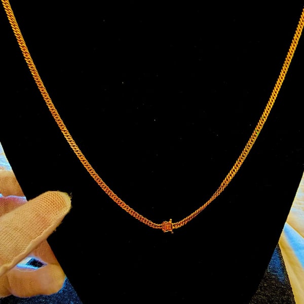 18K Yellow Gold Japan Style  Link Chain Necklace with Box Double Clasp